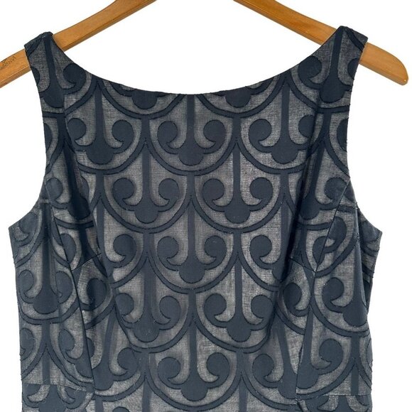 Milly Black Swirl Print Cotton Voile Sleeveless Sheath Dress Size 8 - Picture 3 of 7